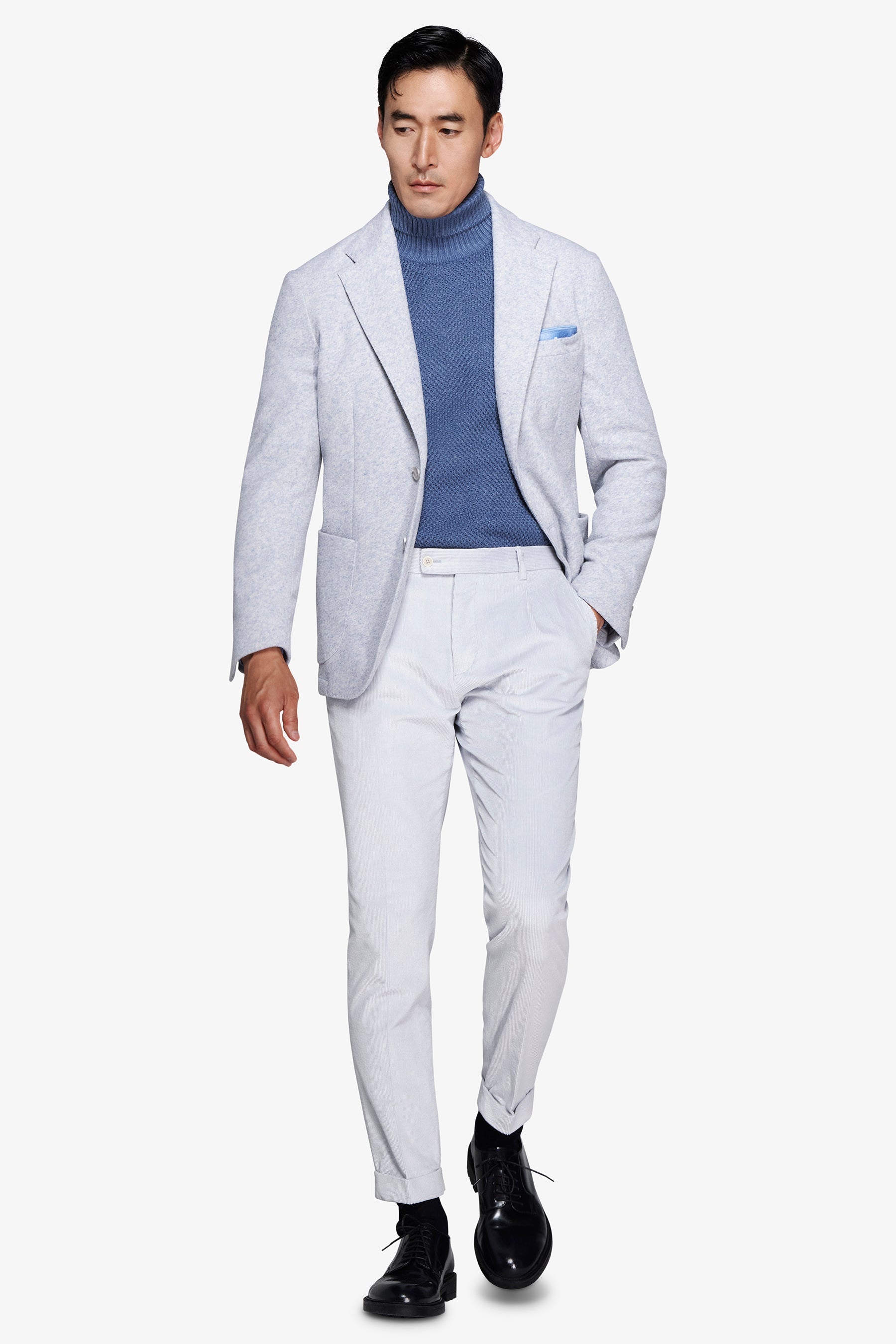 Giacca jersey melange celeste-Dan John