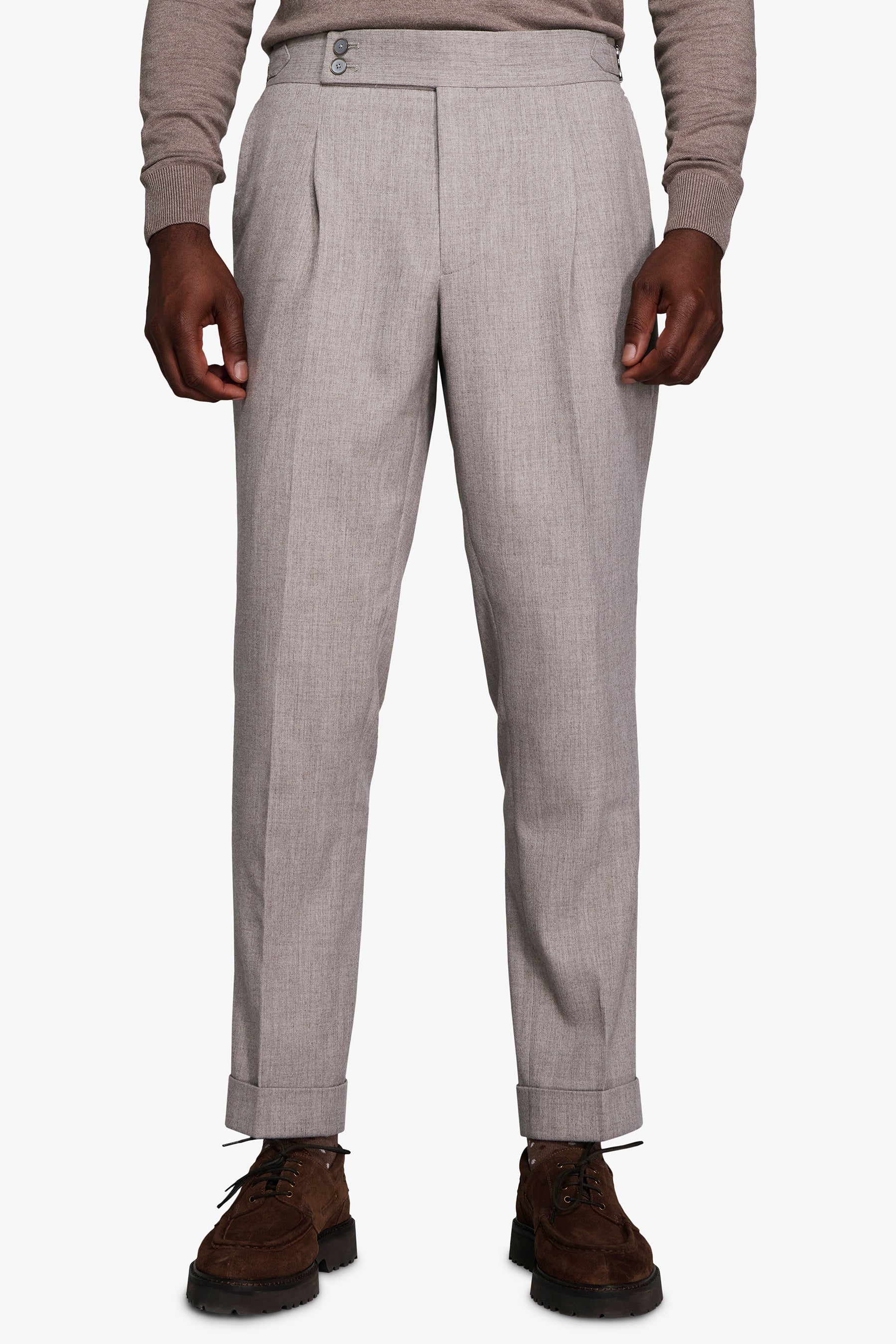 Pantaloni effetto flanella tortora-Dan John