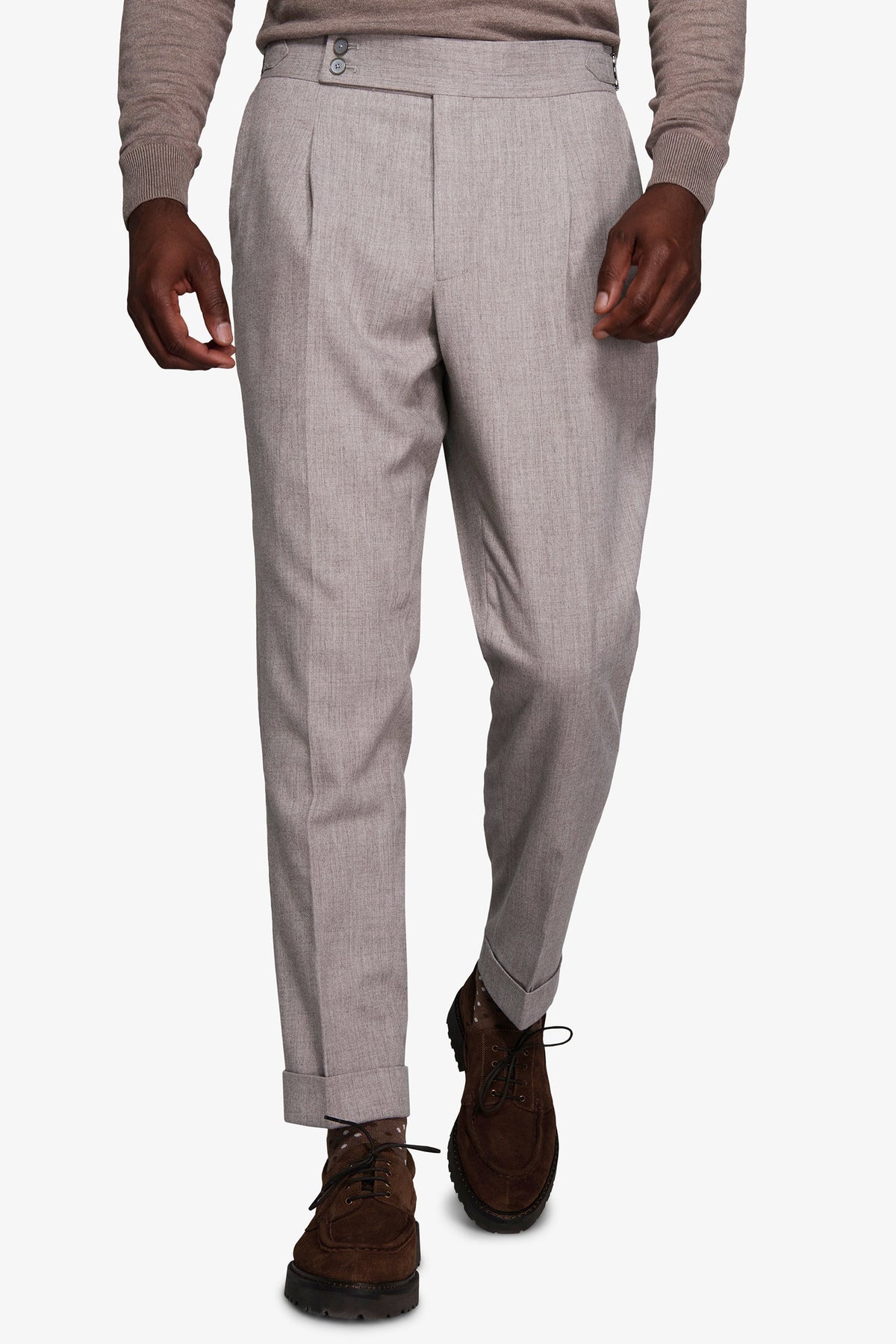 Pantaloni effetto flanella tortora-Dan John