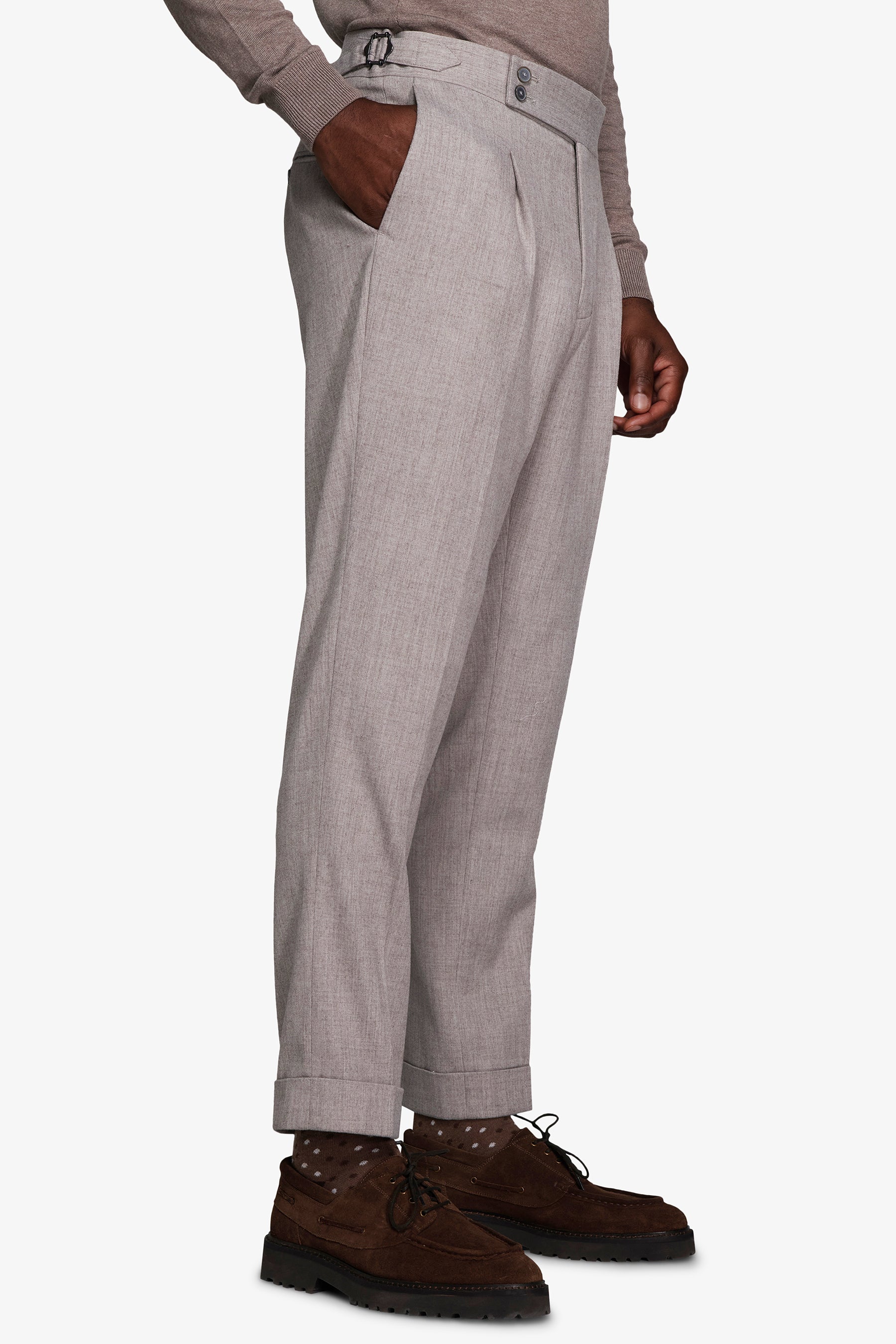Pantaloni effetto flanella tortora-Dan John