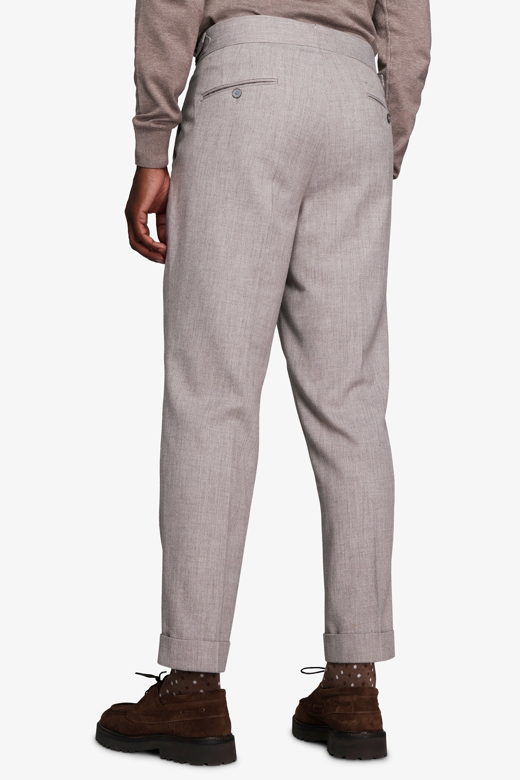 Pantaloni effetto flanella tortora-Dan John
