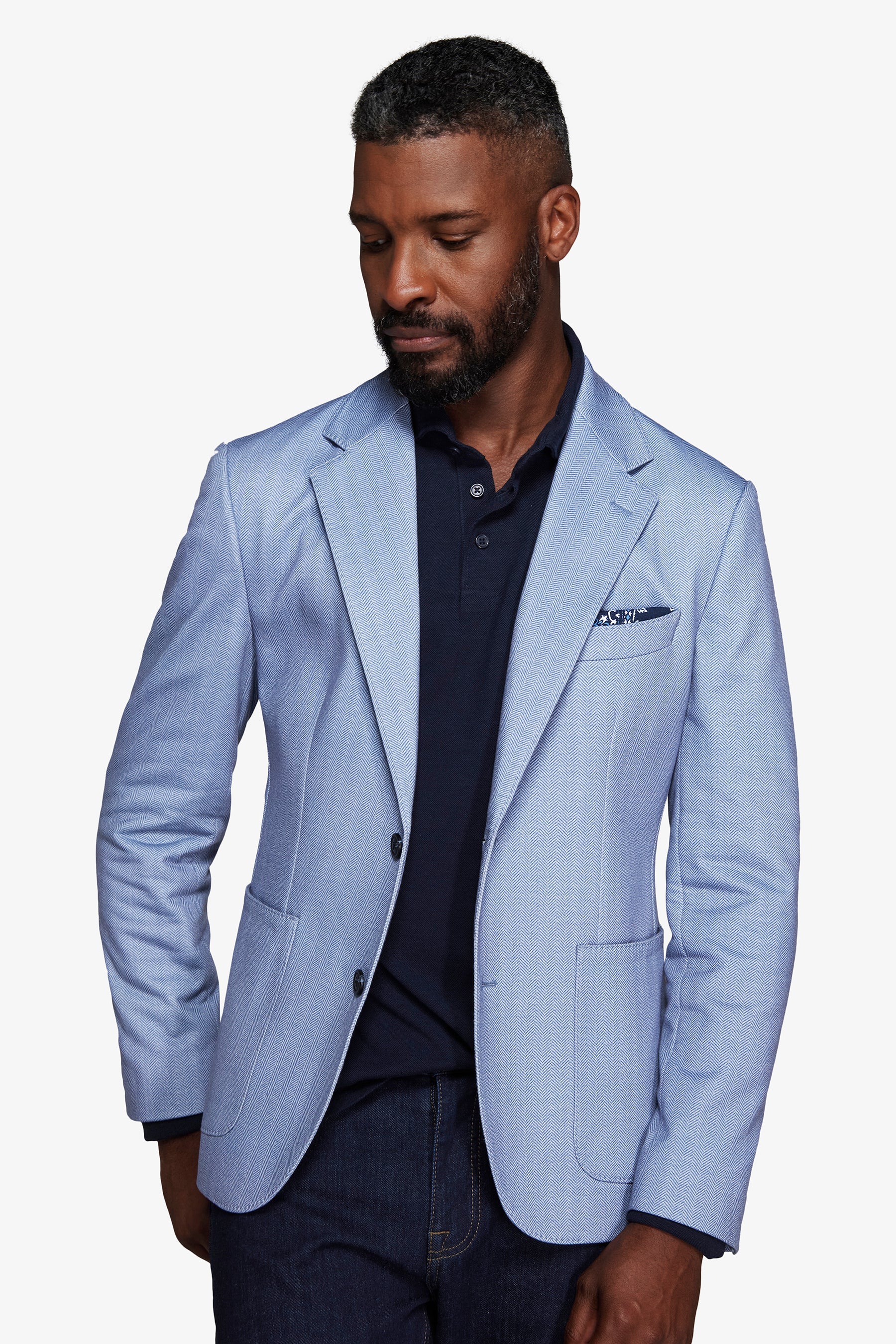 Giacca jersey Herringbone celeste-Dan John