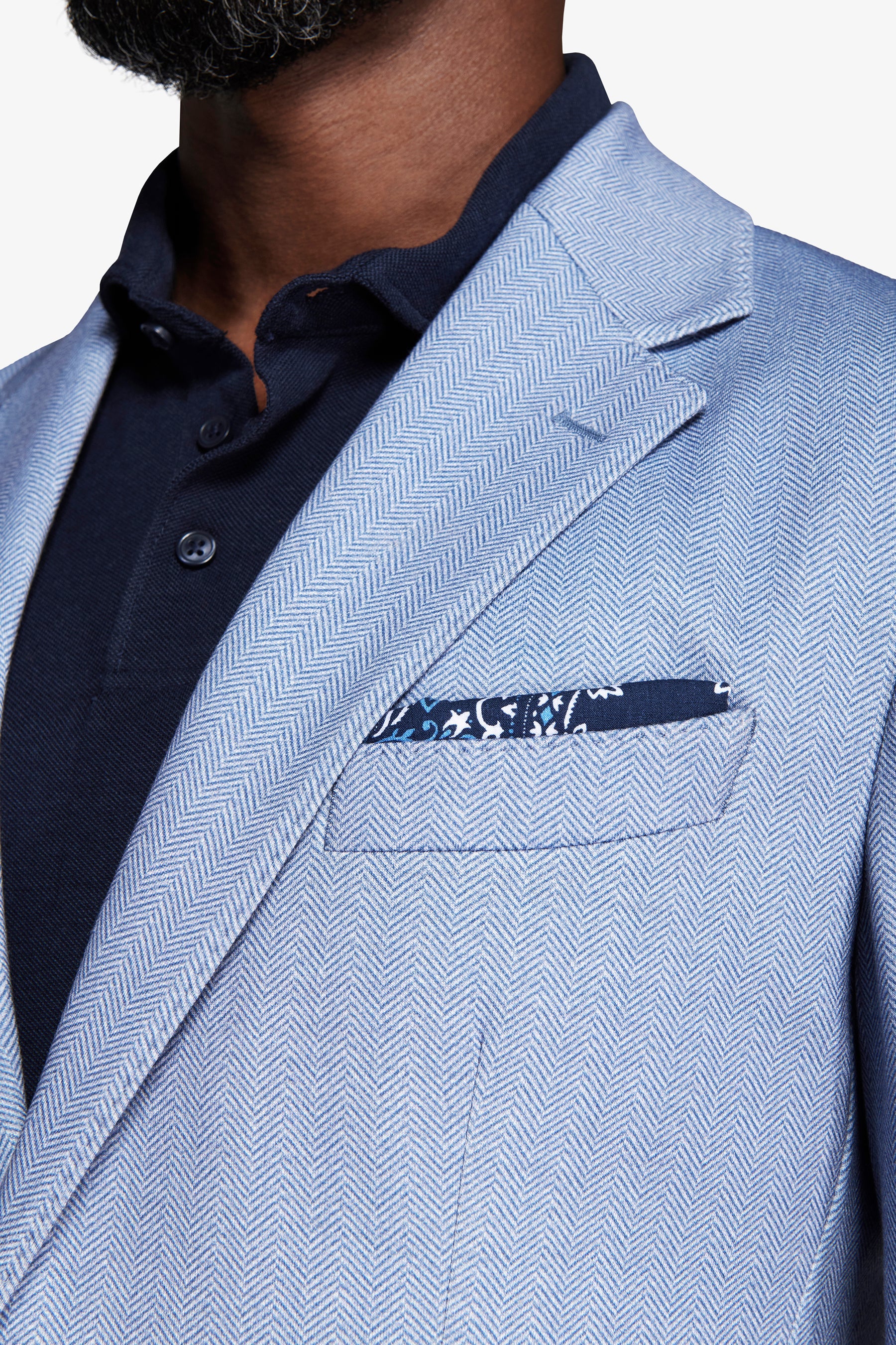 Giacca jersey Herringbone celeste-Dan John