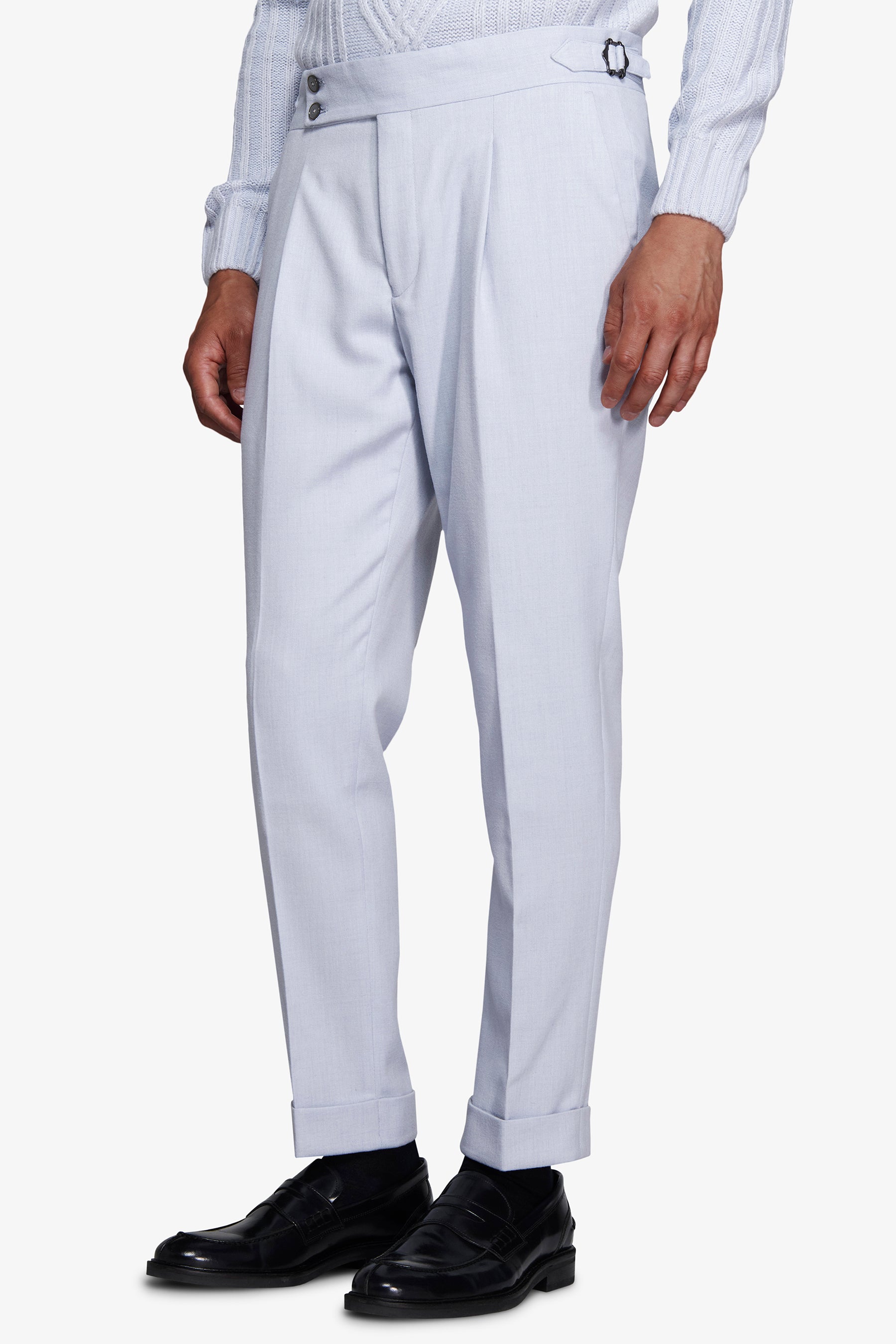 Pantaloni effetto flanella celeste-Dan John