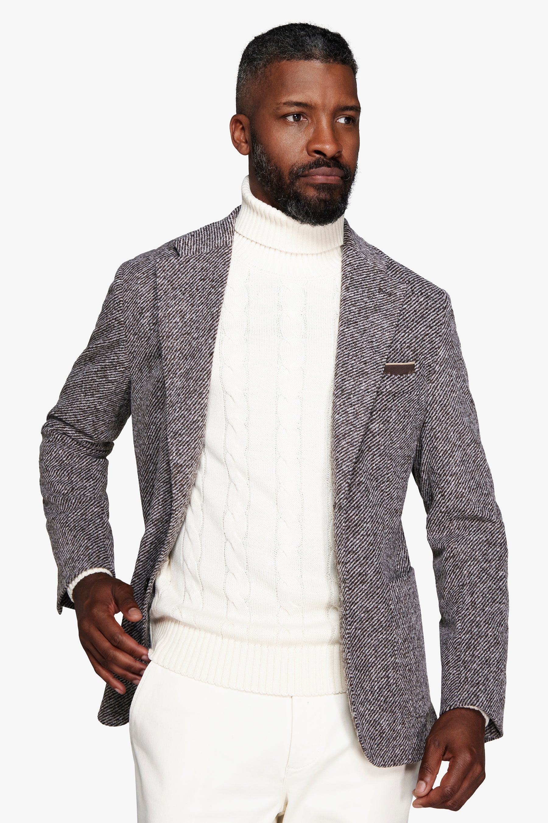 Giacca jersey diagonale tortora-Dan John