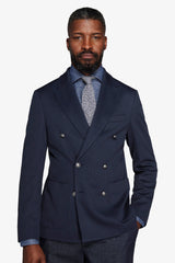 Giacca doppiopetto jersey operato blu-Dan John