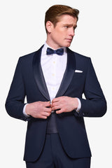 Blue shawl lapel tuxedo suit
