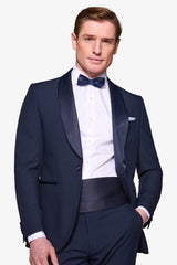 Blue shawl lapel tuxedo suit