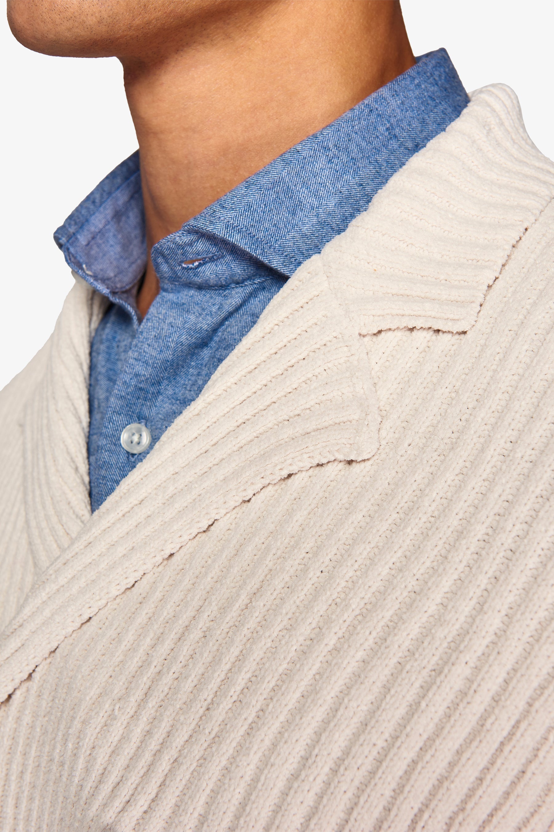 Blazer in maglia doppiopetto panna-Dan John