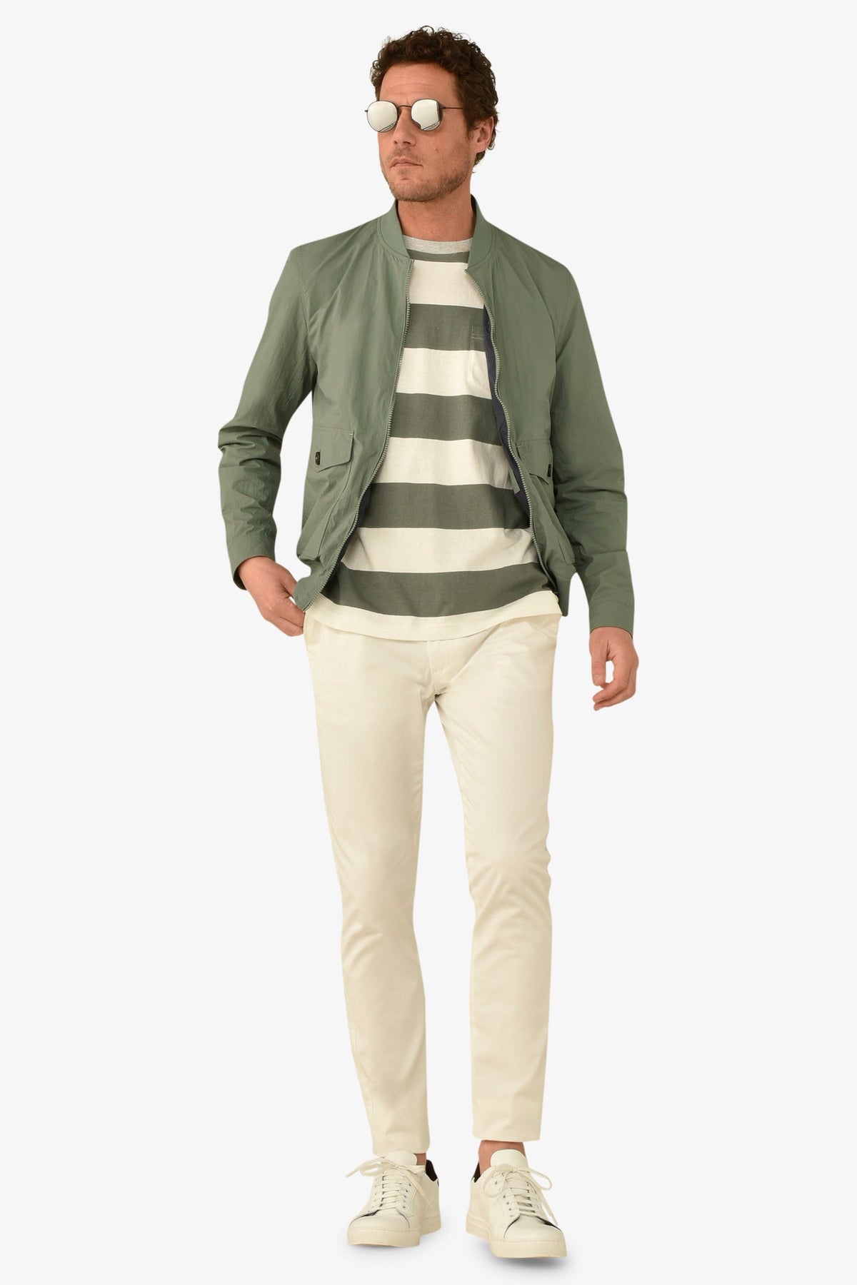 Bomber tasche con pattina verde malva-Dan John