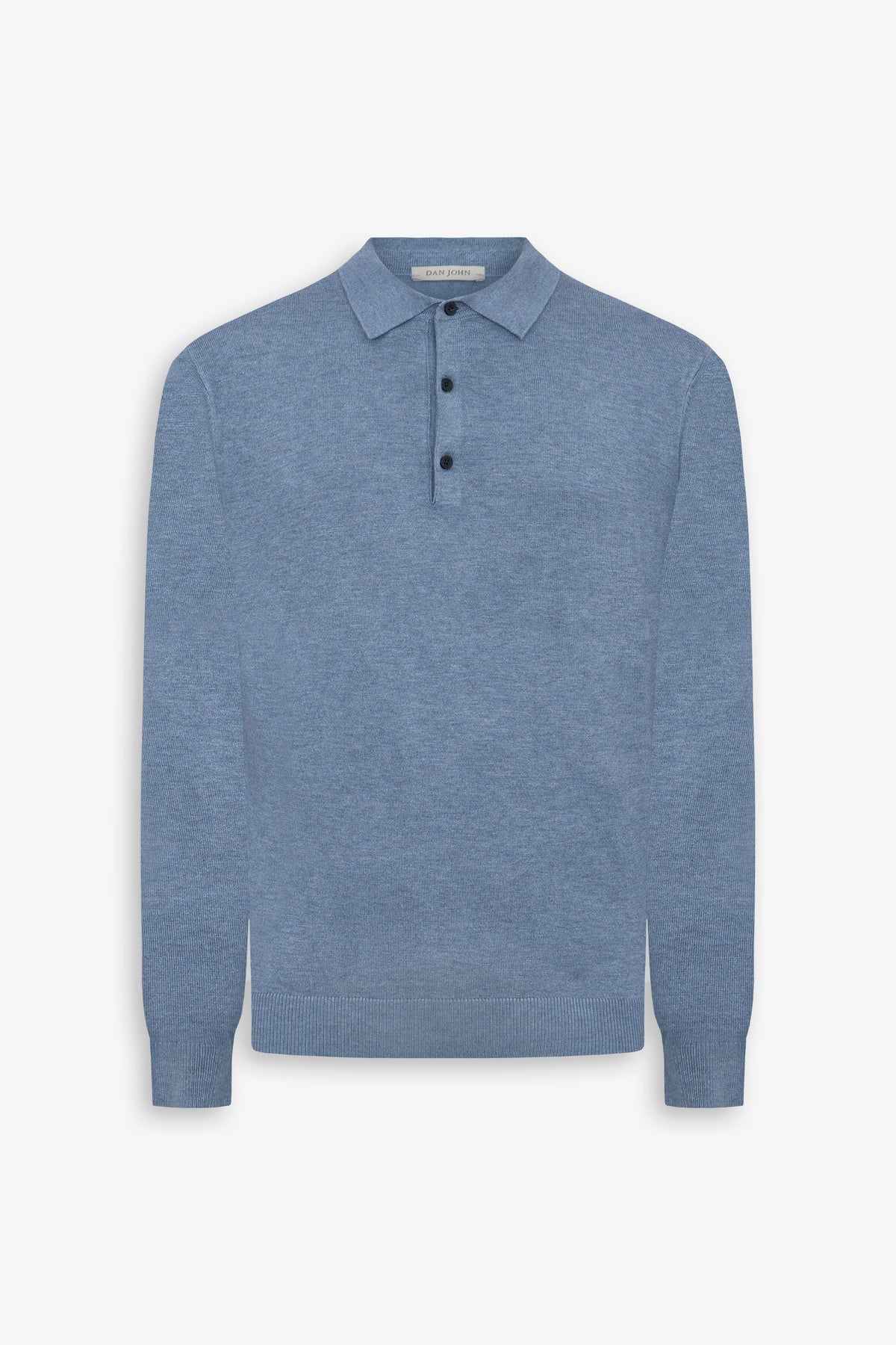 Knitted polo shirt with light blue buttons