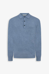 Knitted polo shirt with light blue buttons