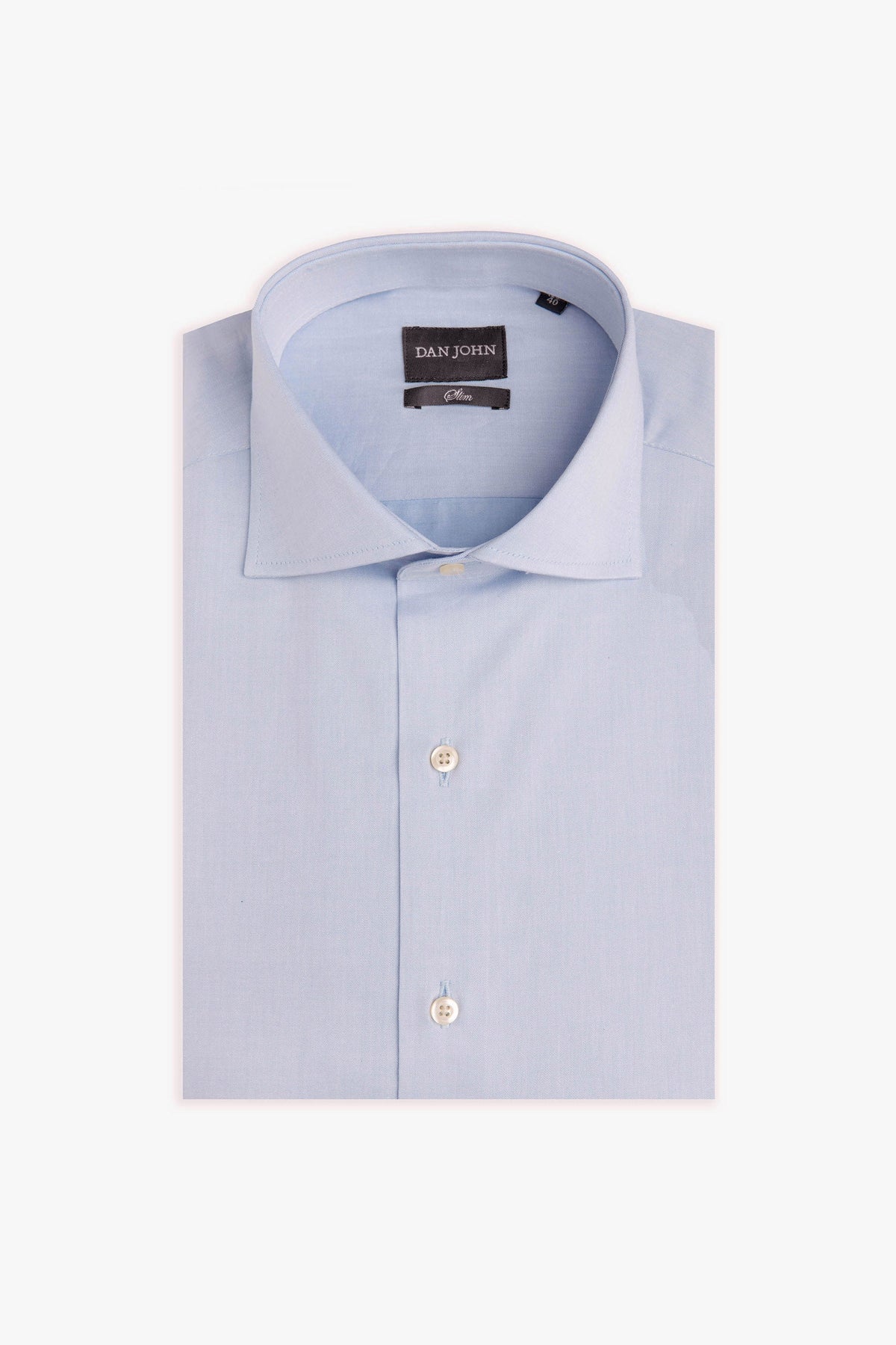 Slim light blue twill plain shirt