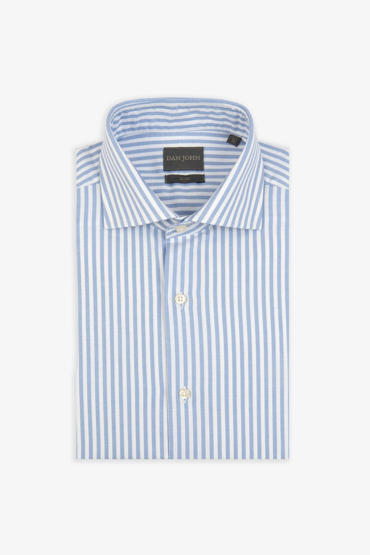 Slim light blue textured striped shirt