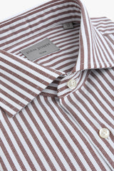 Camicia a righe operata coccio slim-Dan John
