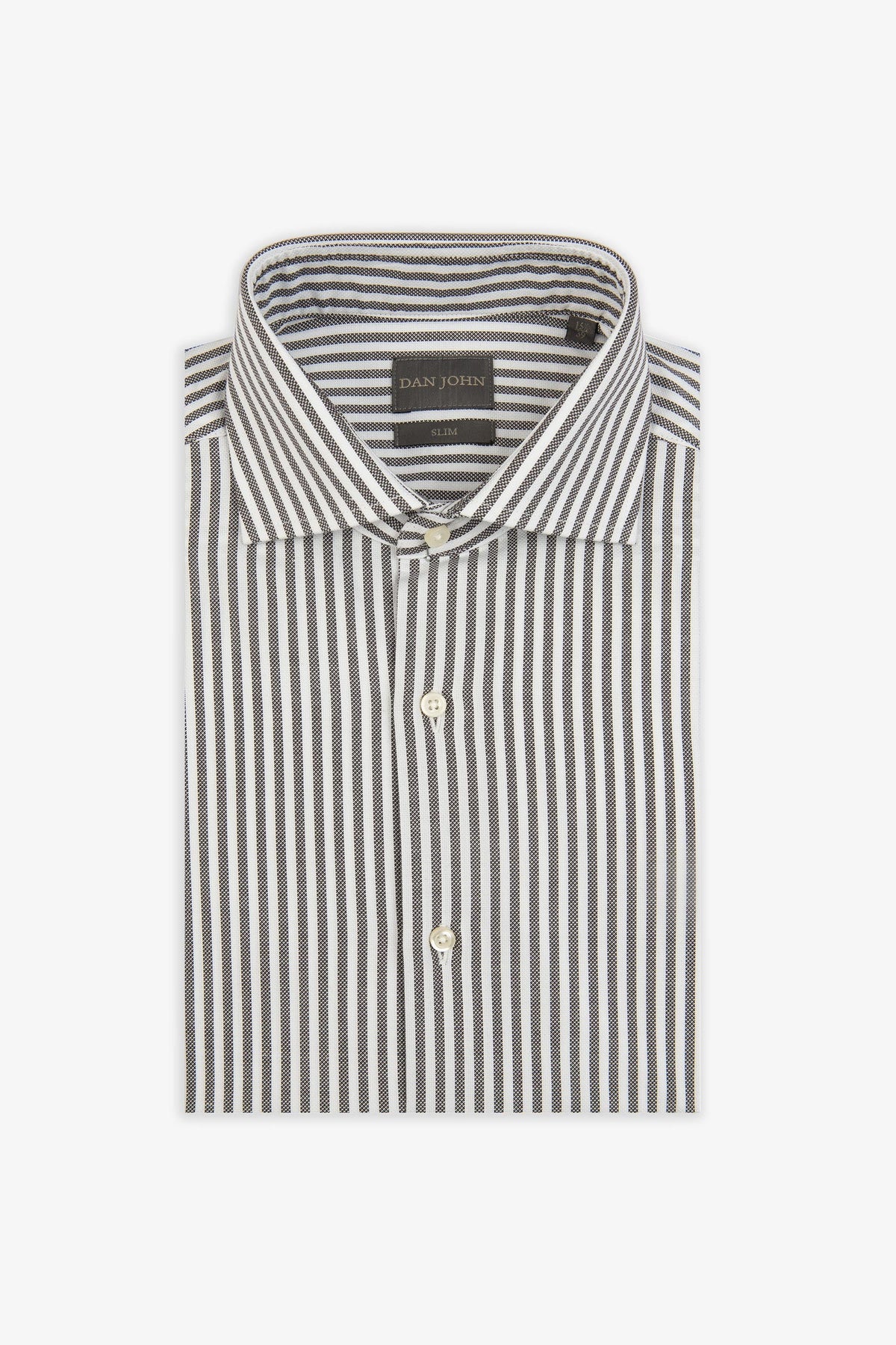 Slim brown textured striped shirt