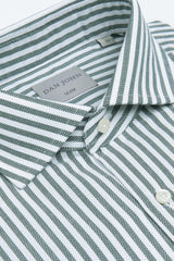 Camicia a righe operata verde slim-Dan John
