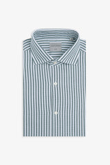 Camicia a righe operata verde slim-Dan John