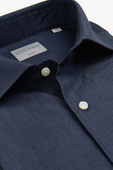 Slim denim effect gabardine shirt