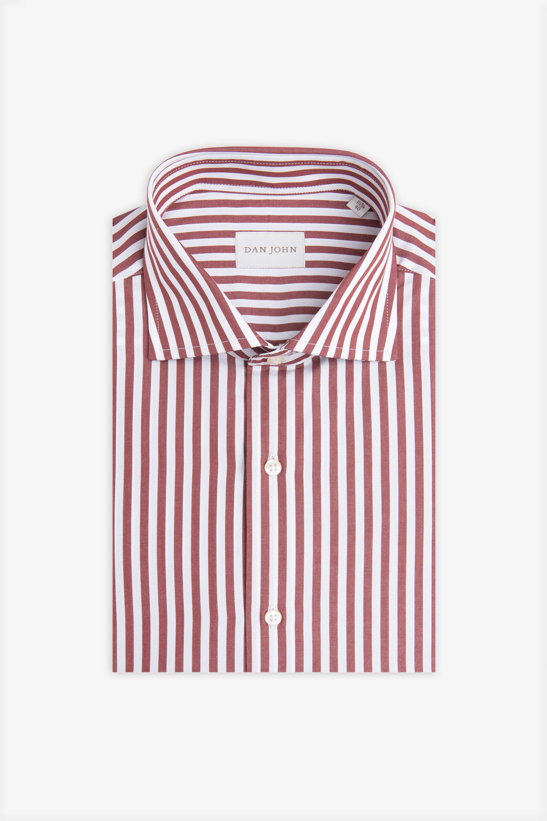 Camicia a righe medie rosso mattone slim-Dan John