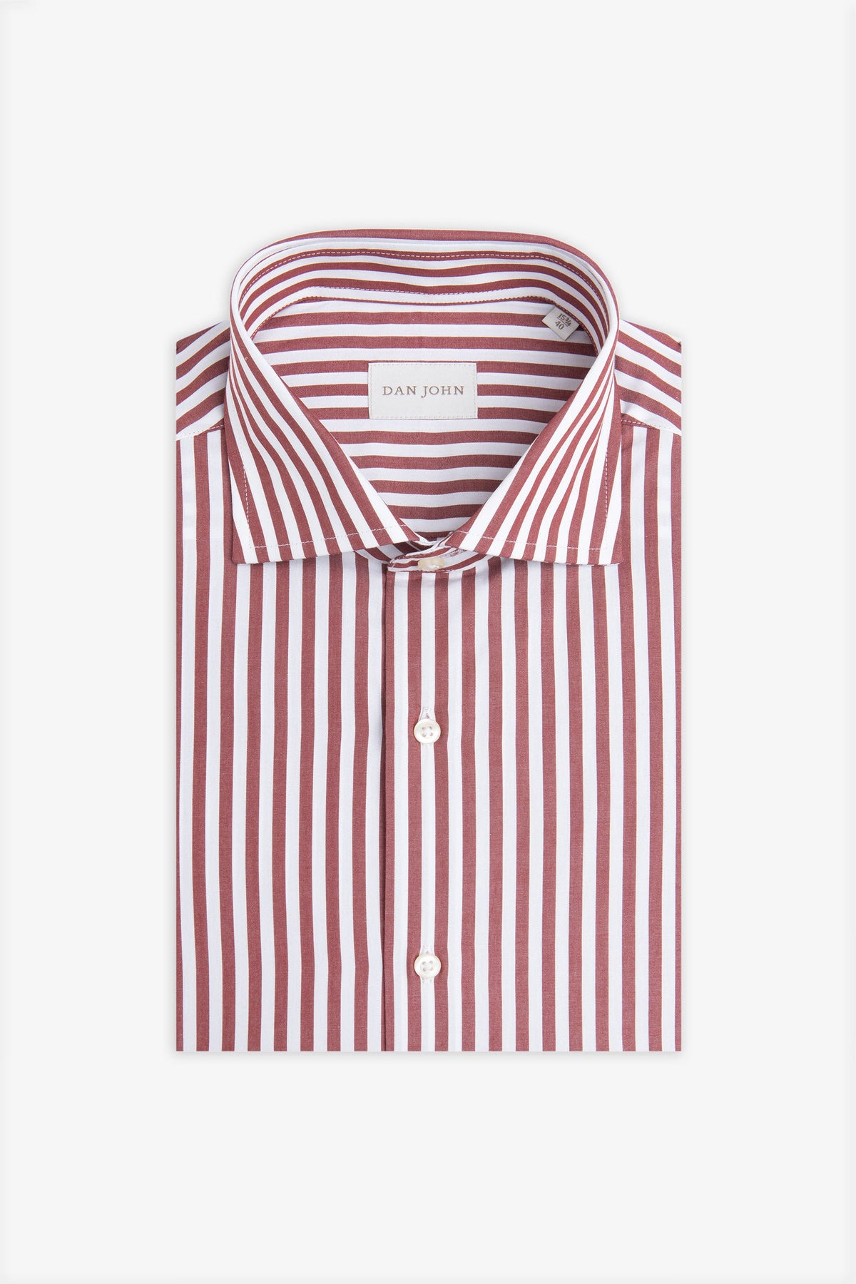 Camicia a righe medie rosso mattone slim-Dan John