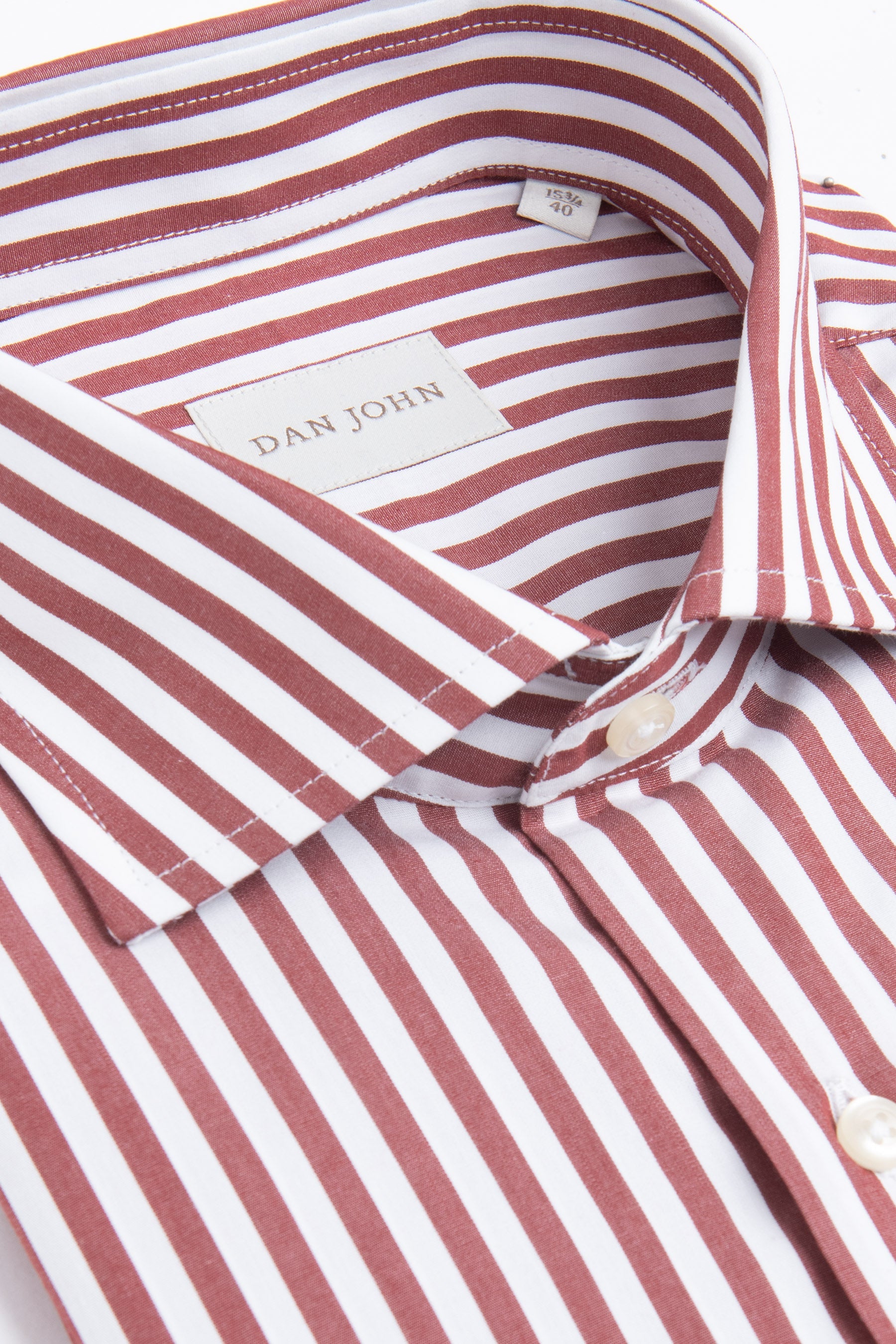 Camicia a righe medie rosso mattone slim-Dan John