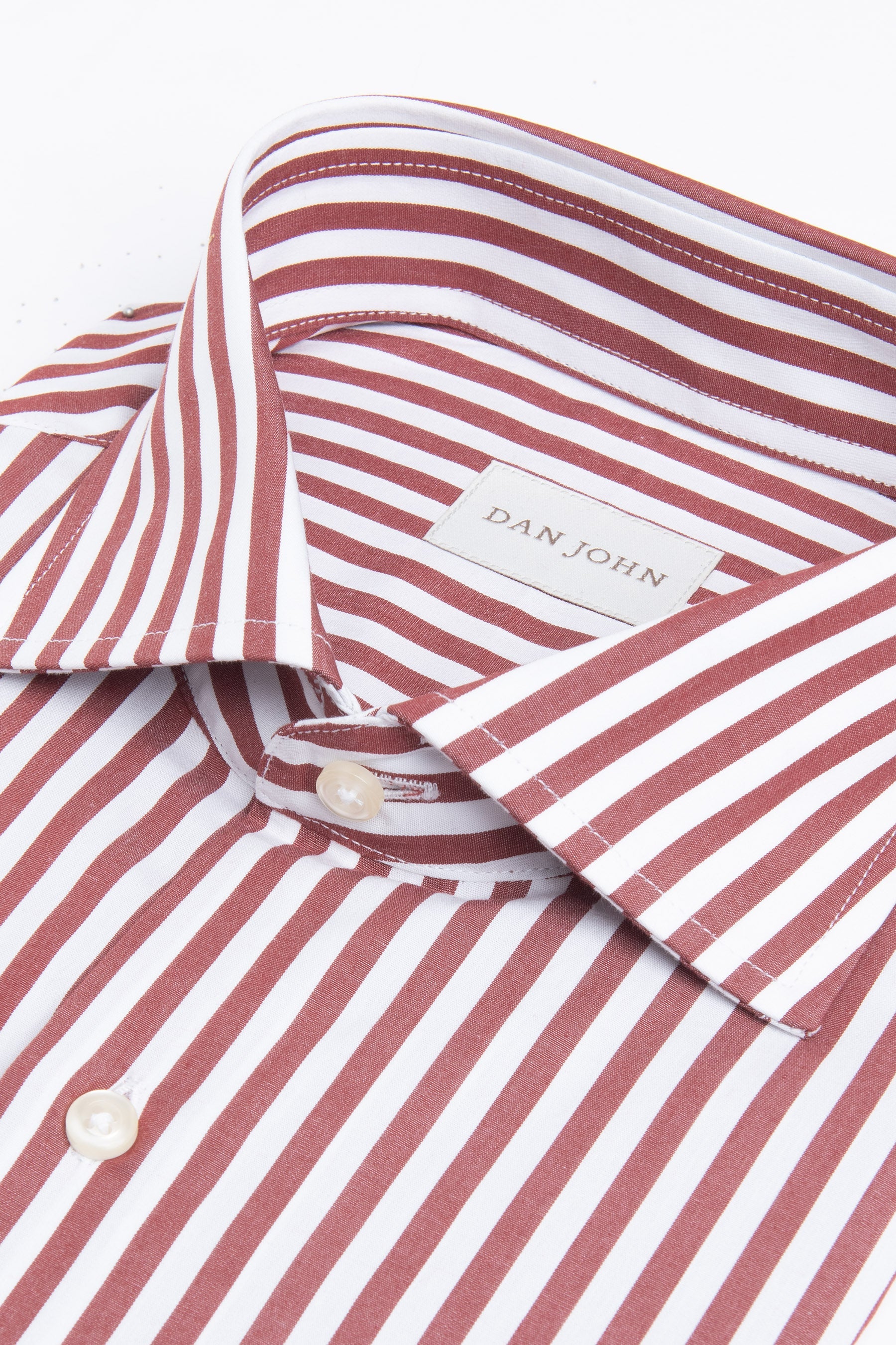 Camicia a righe medie rosso mattone slim-Dan John