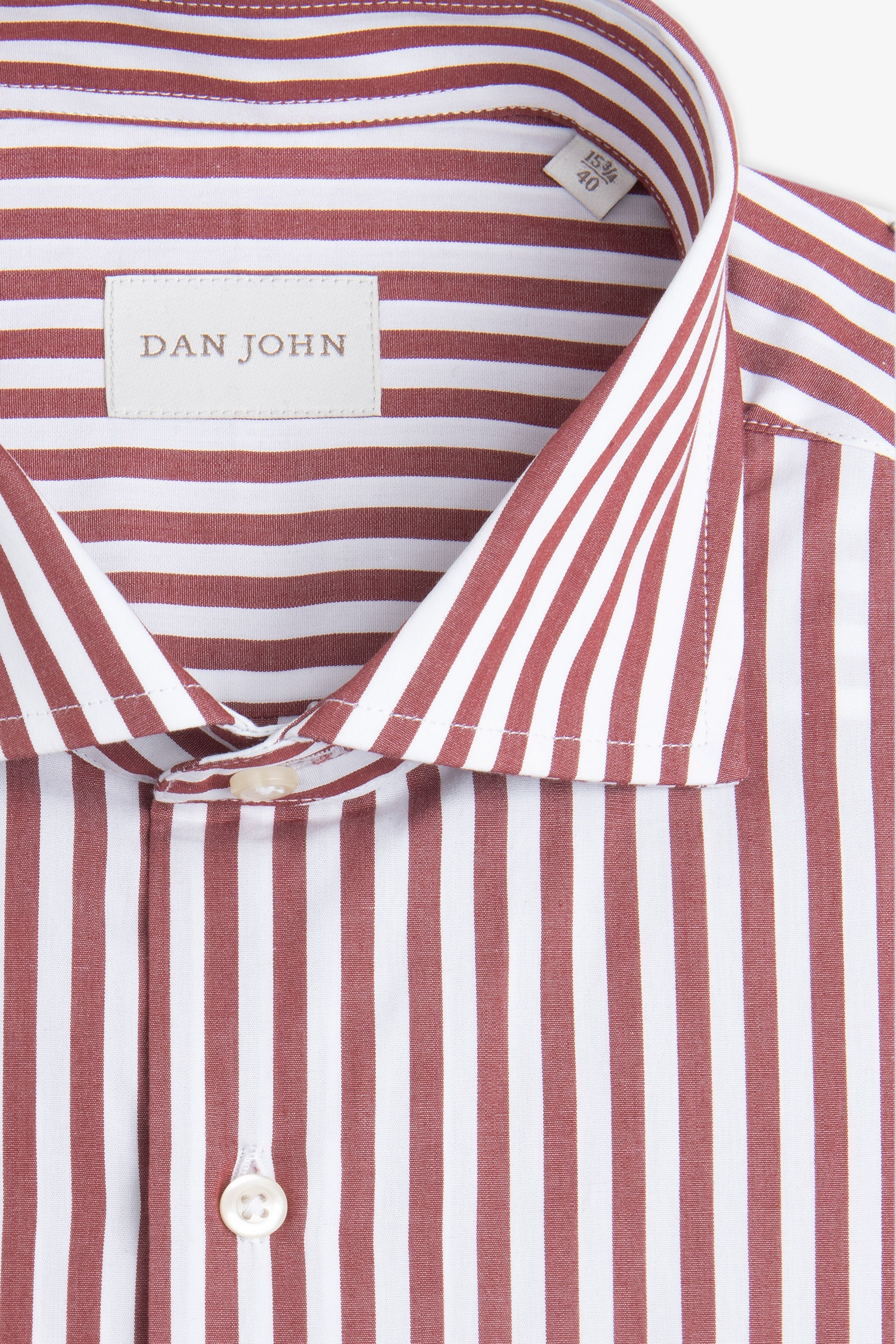 Camicia a righe medie rosso mattone slim-Dan John