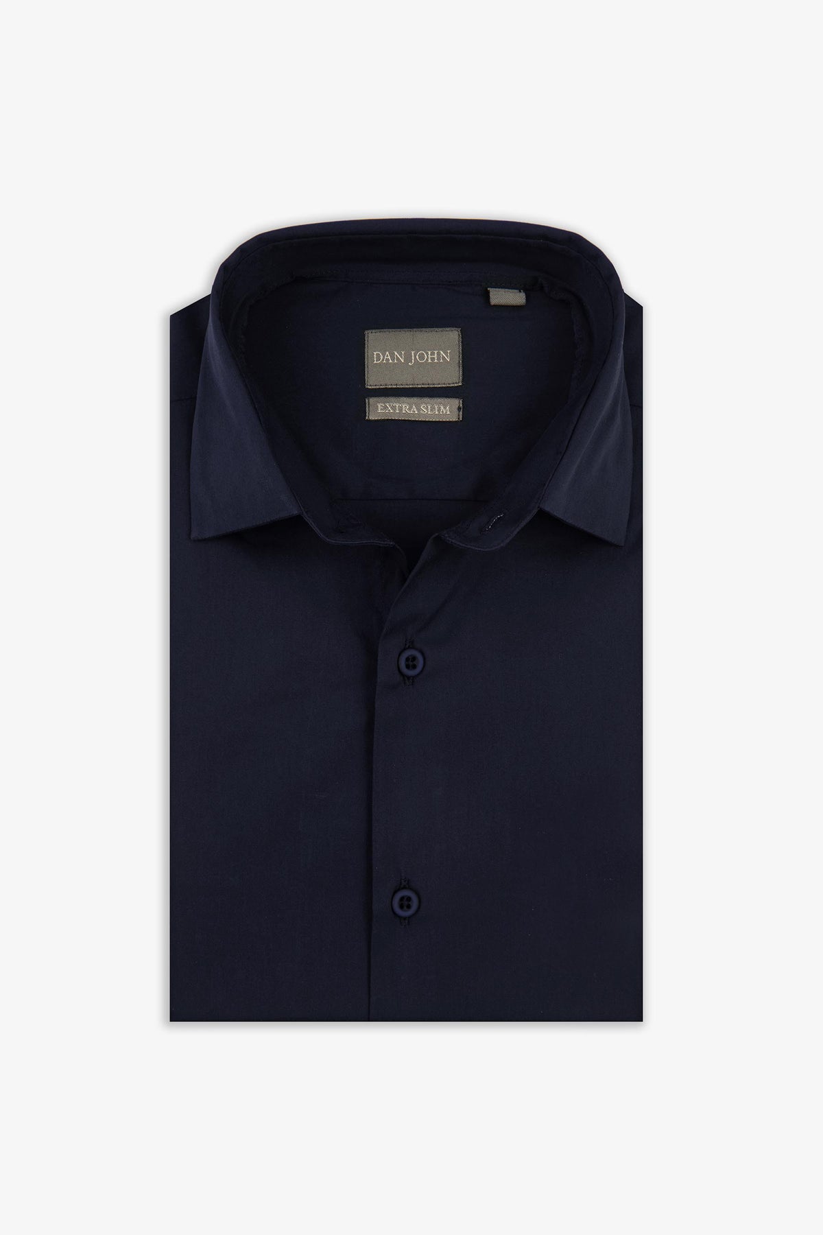 Slim plain blue stretch shirt