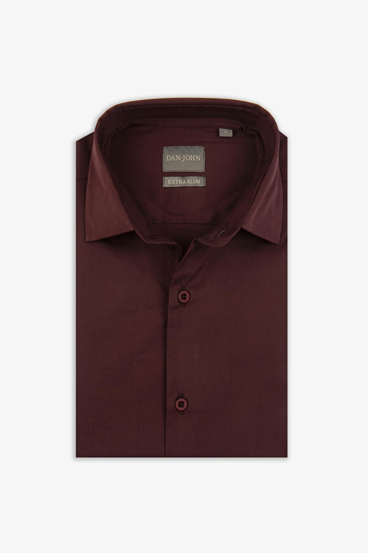 Slim burgundy plain stretch shirt