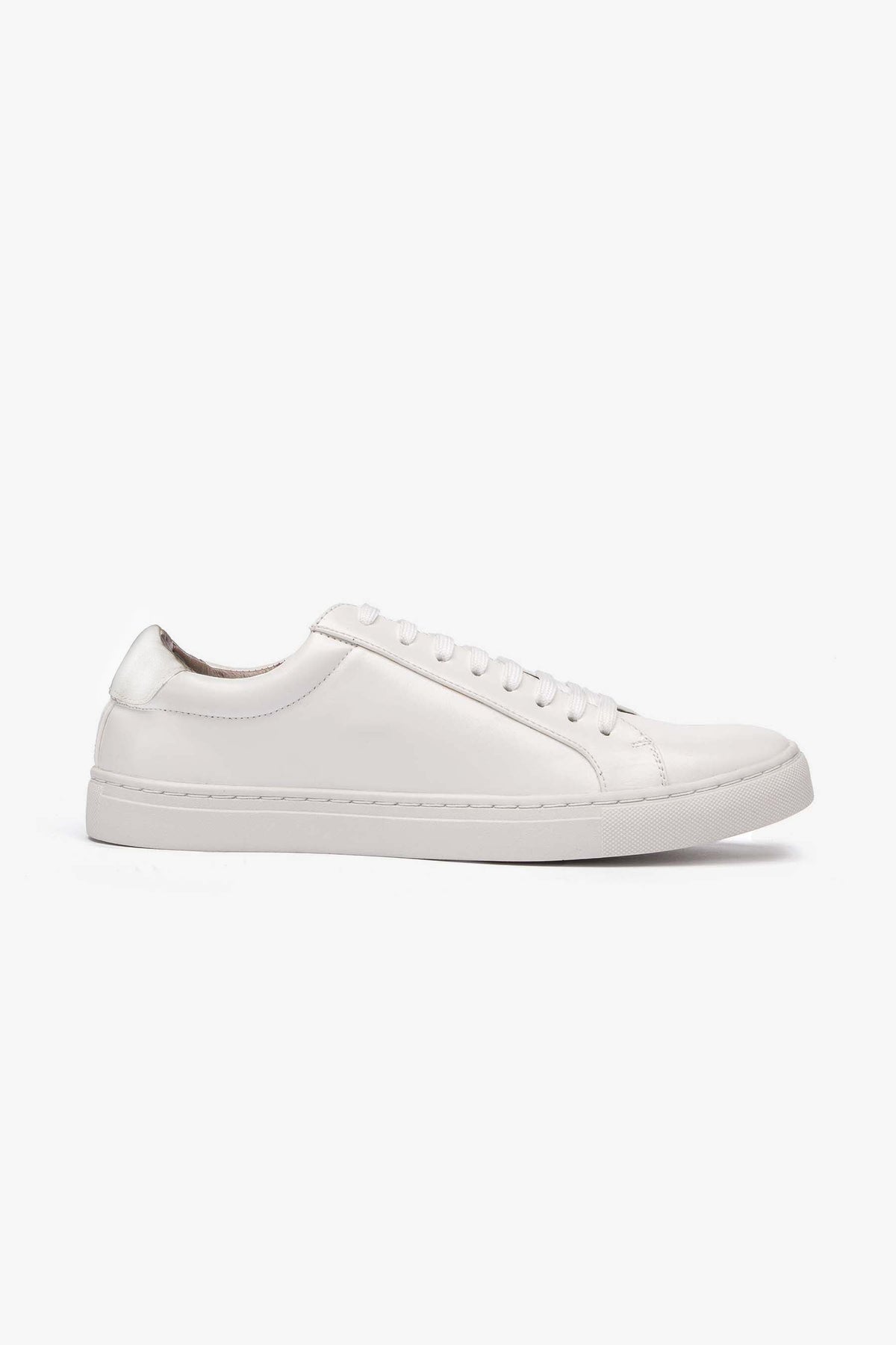 Cream eco-leather sneakers