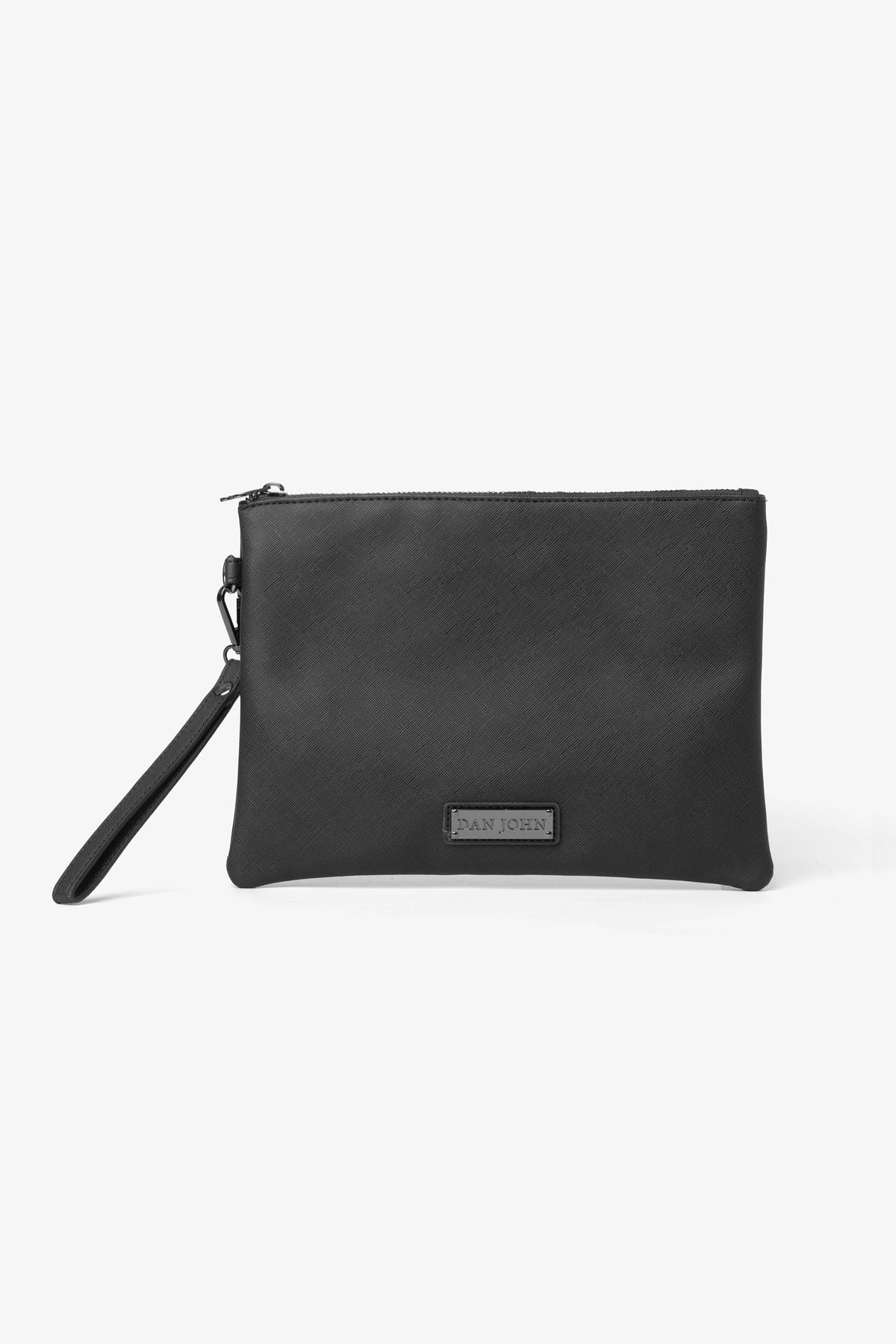 Clutch bag in black saffiano eco-leather