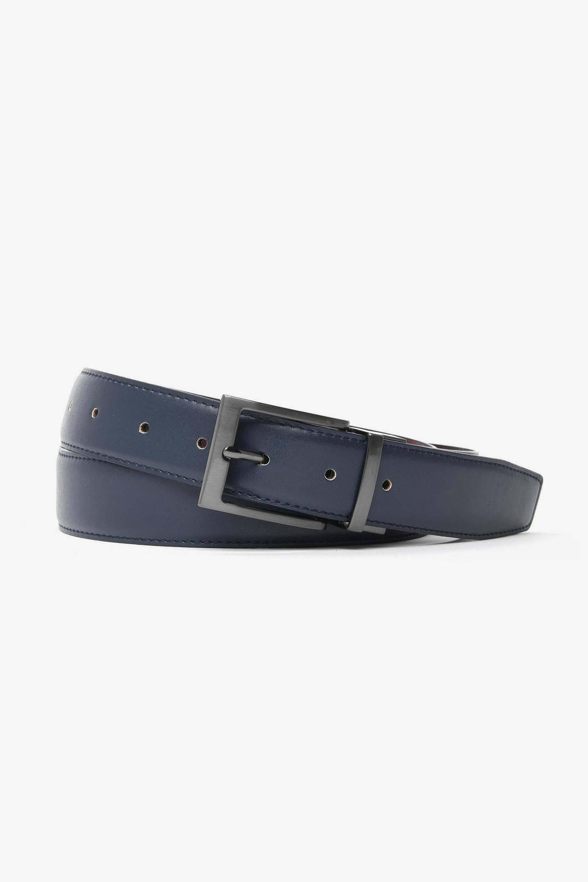 Classic double-sided blue/burgundy belt