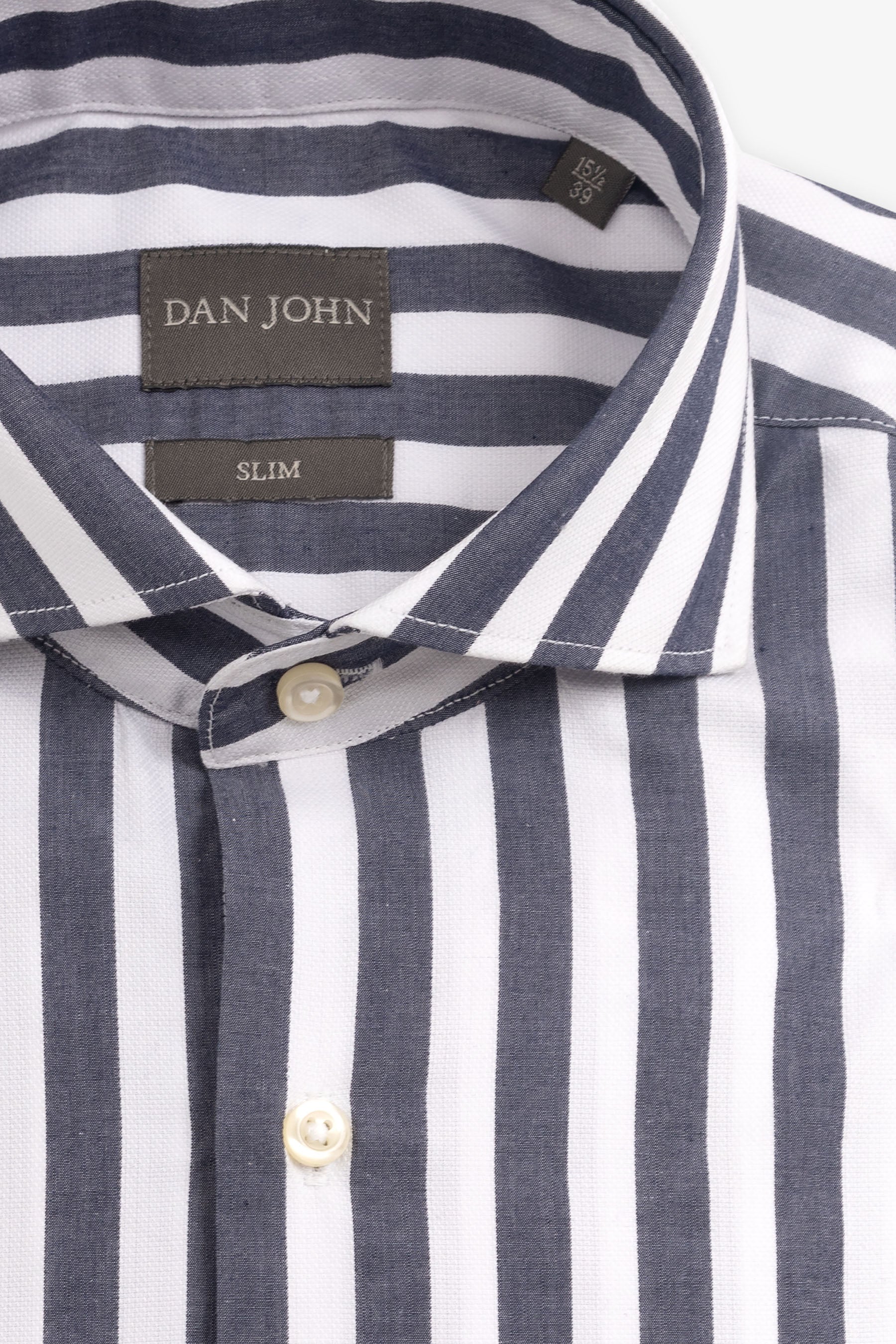 Camicia a righe larghe navy slim-Dan John