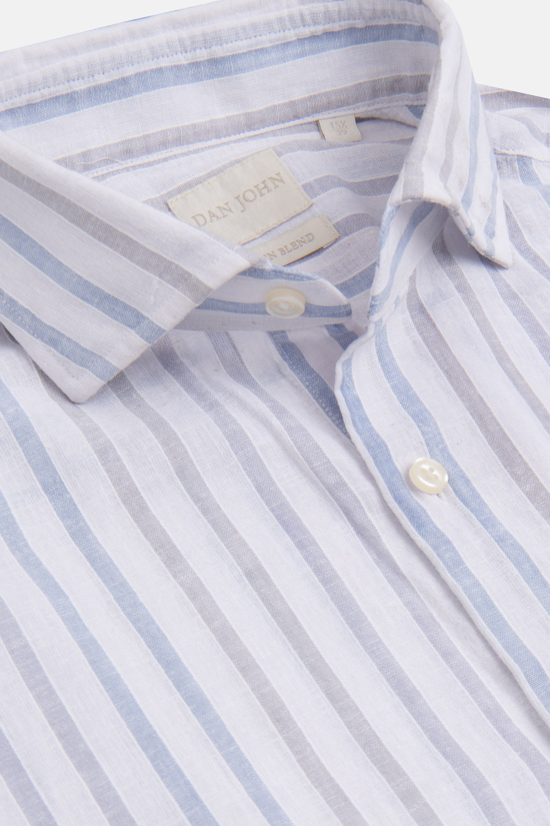 Camicia a righe misto lino celeste-Dan John