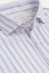 Camicia a righe misto lino celeste-Dan John