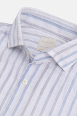 Camicia a righe misto lino celeste-Dan John