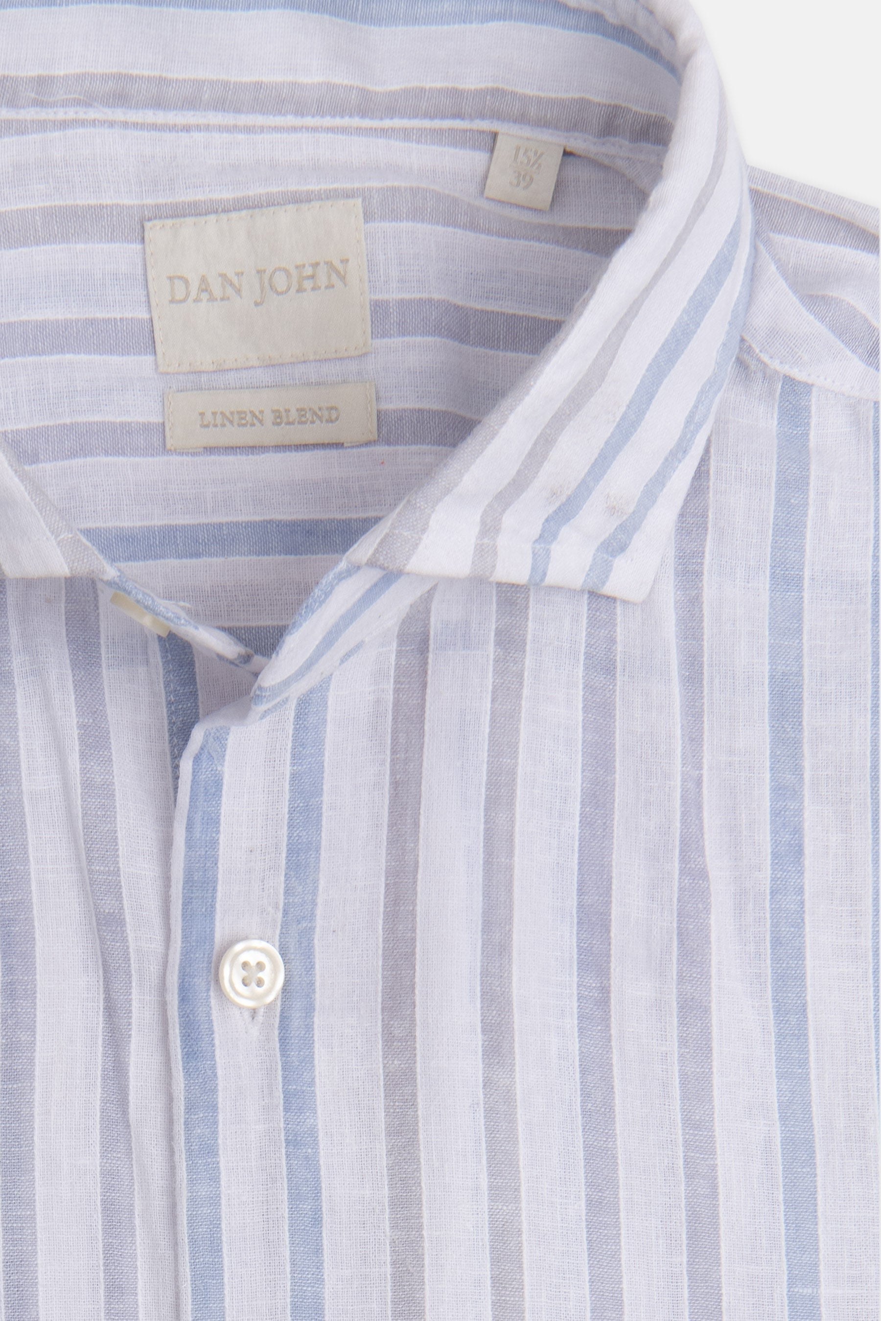 Camicia a righe misto lino celeste-Dan John