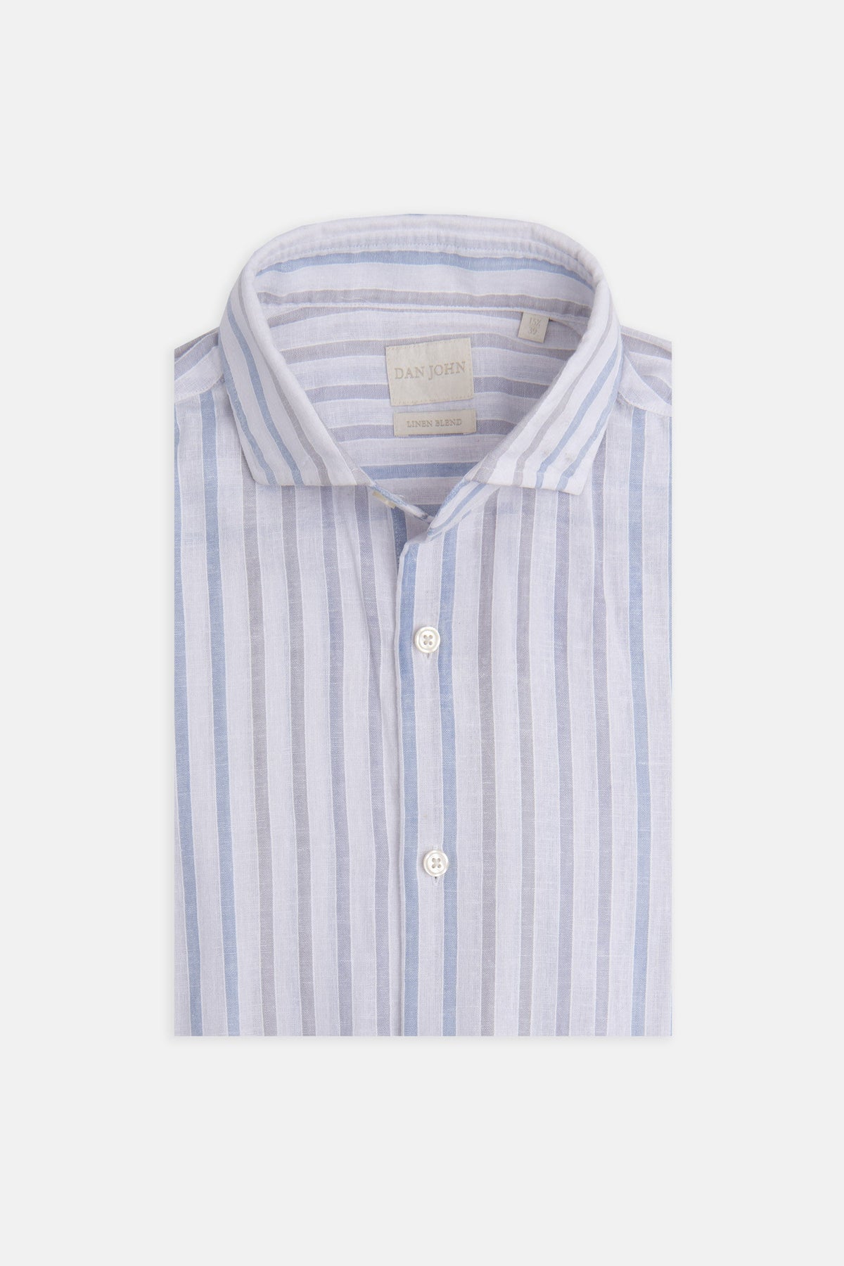 Camicia a righe misto lino celeste-Dan John