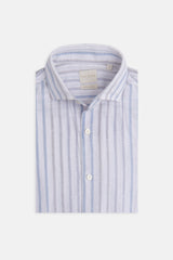 Camicia a righe misto lino celeste-Dan John