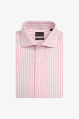 Camicia a righe operata rosa slim-Dan John