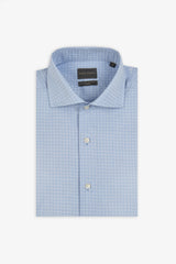 Camicia effetto pixel celeste-Dan John
