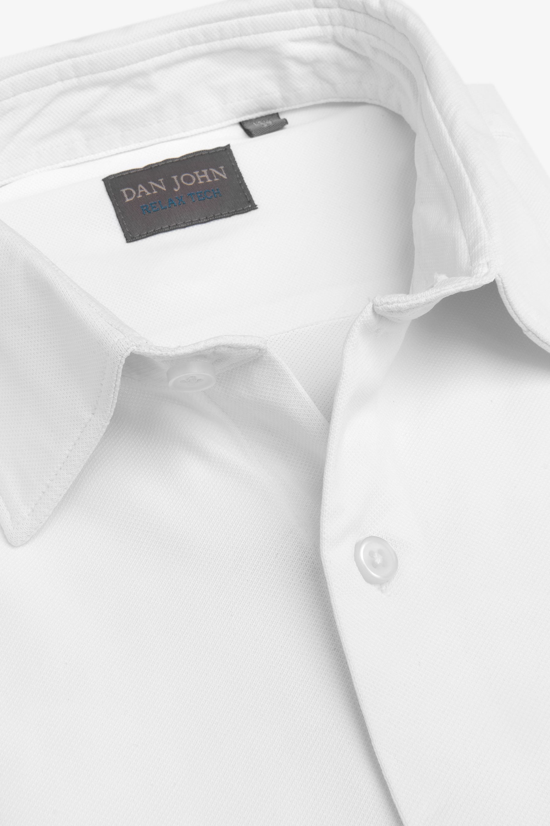 Camicia in micro armatura stretch bianca slim-Dan John