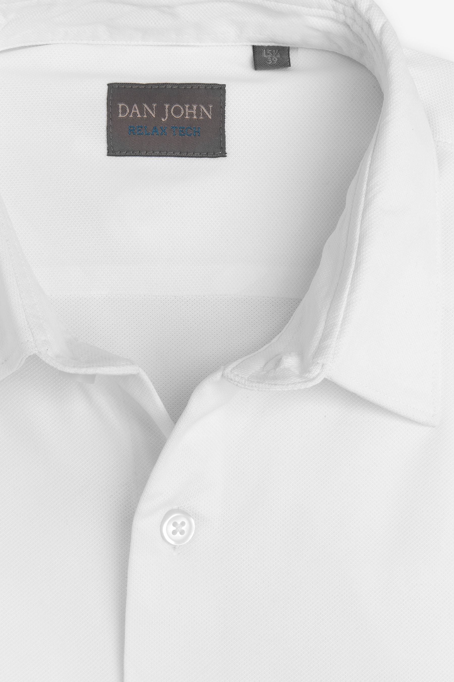 Camicia in micro armatura stretch bianca slim-Dan John