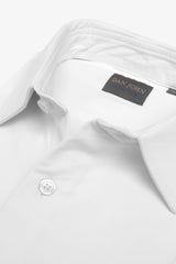 Camicia in micro armatura stretch bianca slim-Dan John