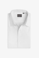 Camicia in micro armatura stretch bianca slim-Dan John