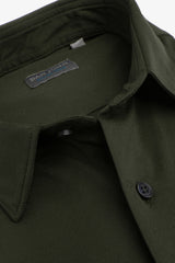Camicia in micro armatura stretch verde slim-Dan John