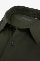 Camicia in micro armatura stretch verde slim-Dan John