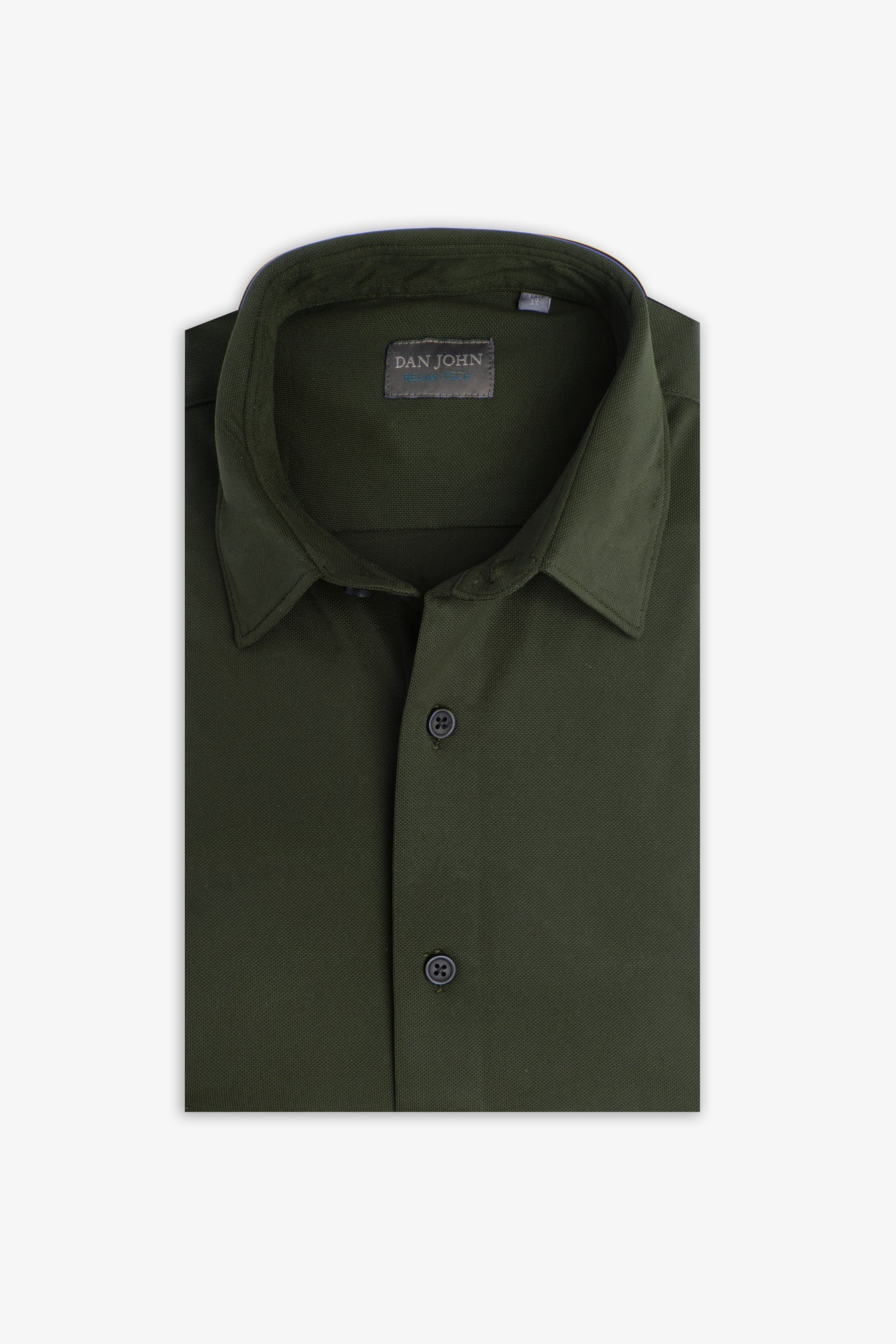 Camicia in micro armatura stretch verde slim-Dan John