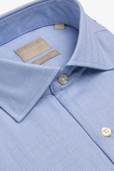 Camicia micro chevron celeste-Dan John